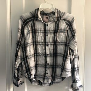 Cotton modal blend black and white plaid shirt